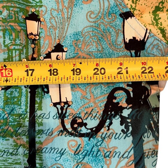 Jane Ashley Rome Button-Up Shirt Jacket Italy 1X Landmarks Streetlamps Europe - Picture 12 of 13